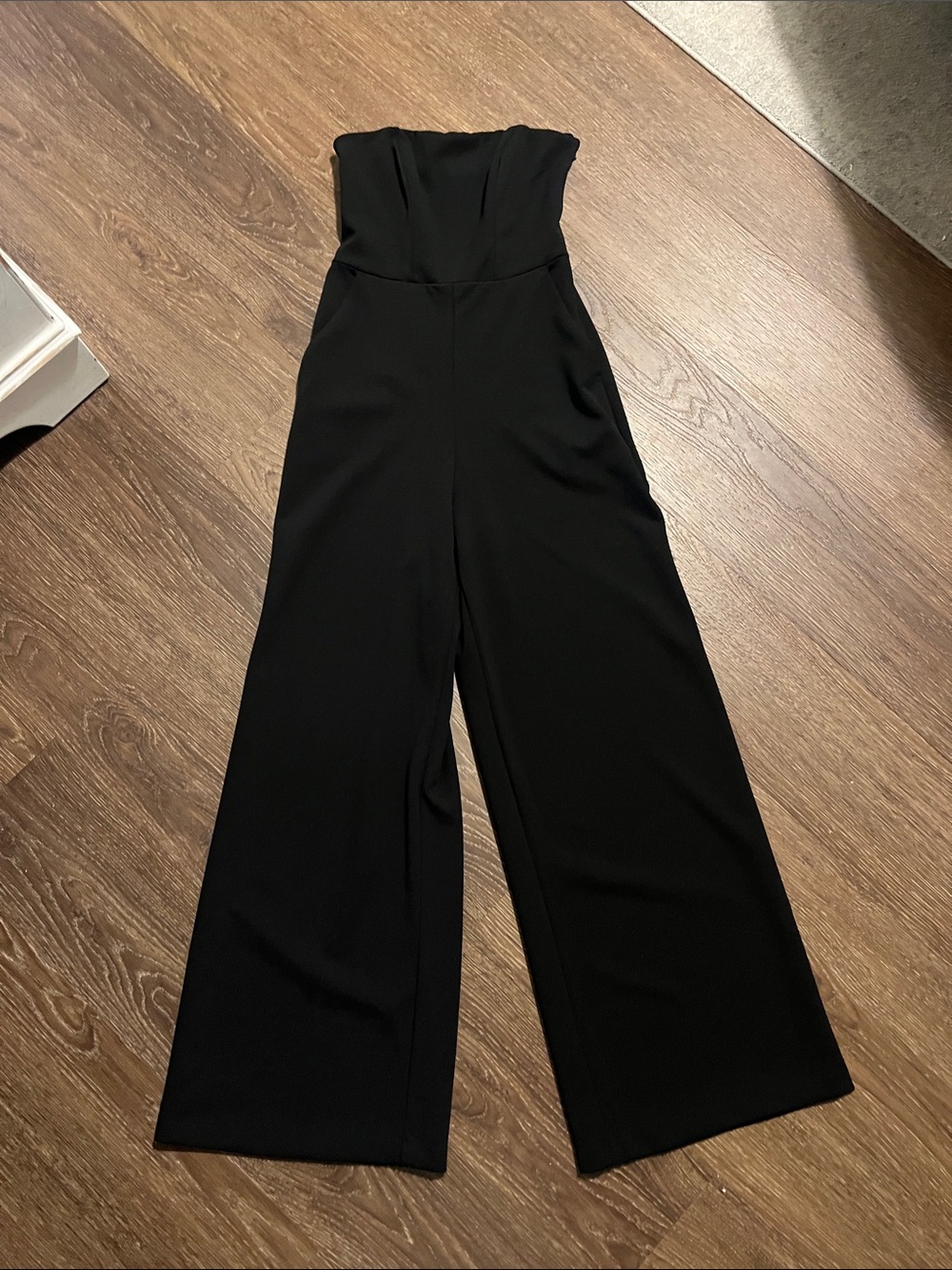 Express Black Strapless Wide-Leg Jumpsuit